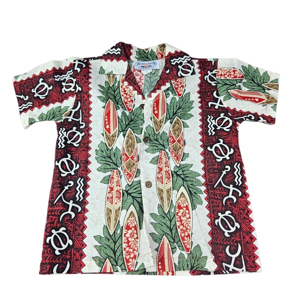 Pacific Legend Hawaiian Top Bottom Boys 6T Shirt Short Set Beach Surf Aztec Palm - Picture 2 of 11